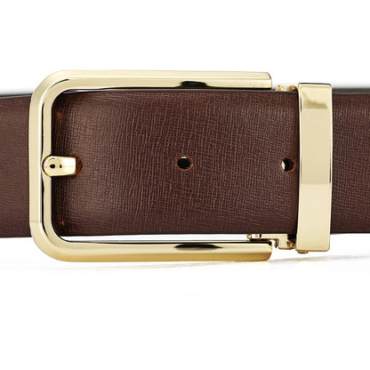 First Layer Cowhide Men's Simplicity Pin Buckle Belt Style 2 Brown