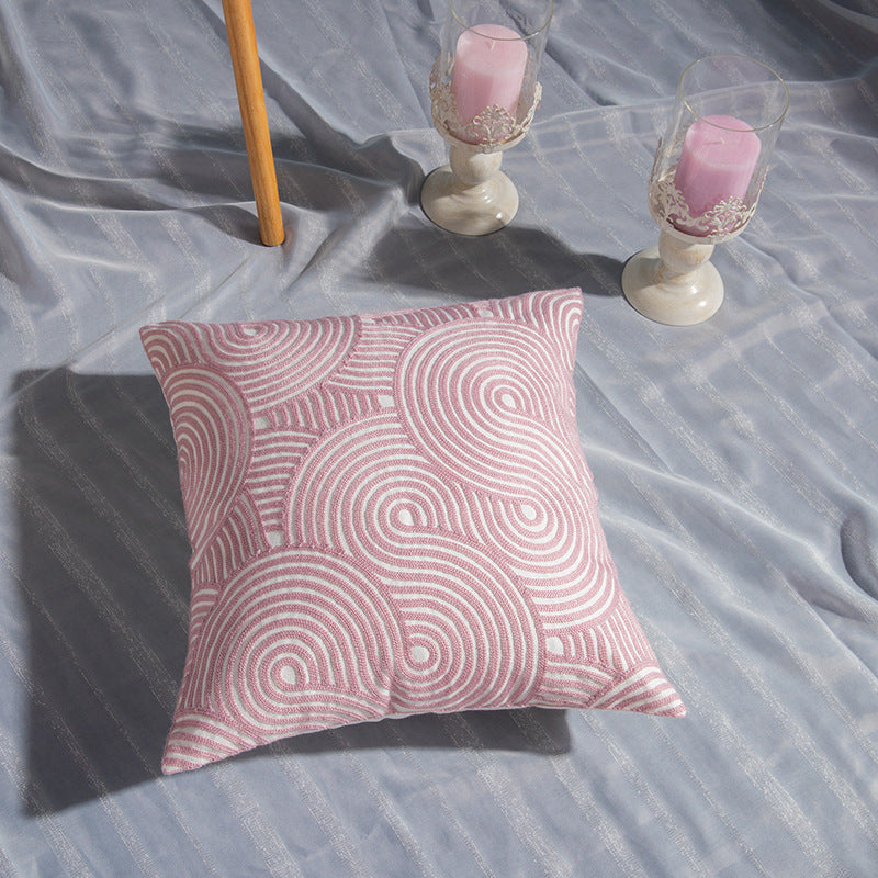 Geometric cotton embroidered pillowcase Circle