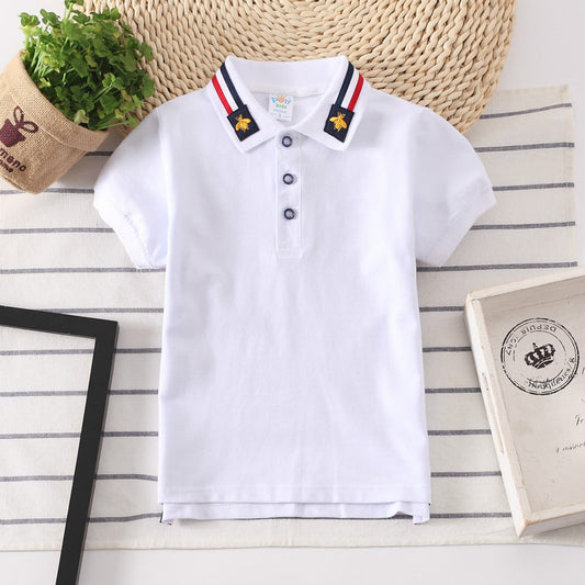 Children's Solid Color Polo Shirt White