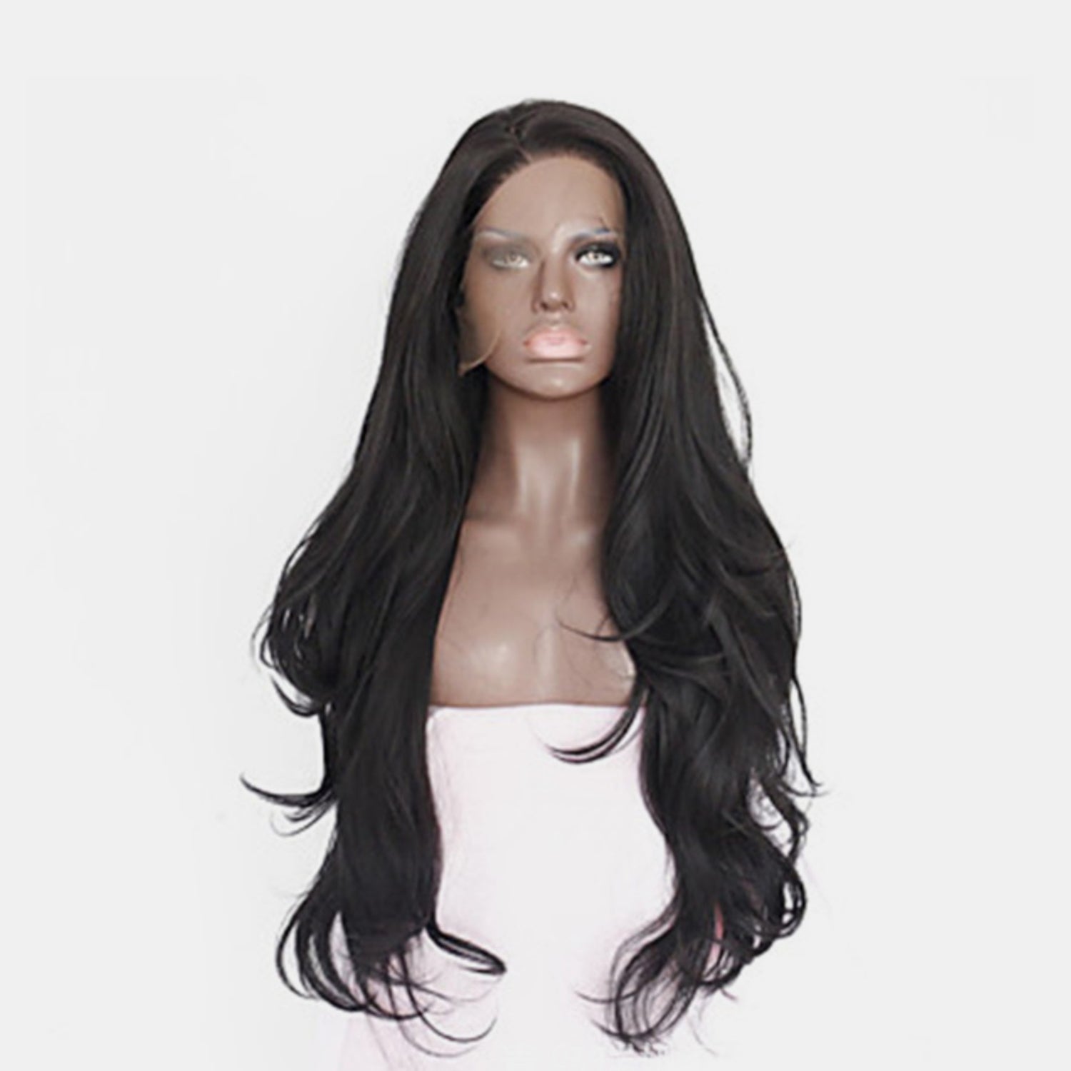 13*3" Lace Front Wigs Synthetic Long Wavy 24" 130% Density black One Size