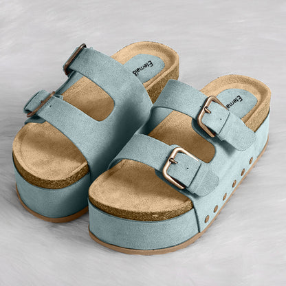 Open Toe Platform Sandals Light Blue