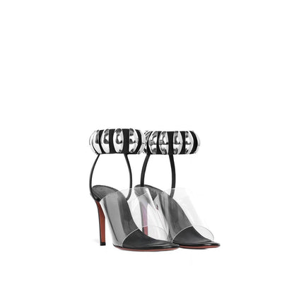 Women's High Heels | Round Toe Metal Buckle Transparent PVC Roman Sandals