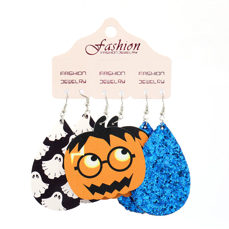 Teardrop Shape Halloween Theme Dangle Earrings Style J One Size