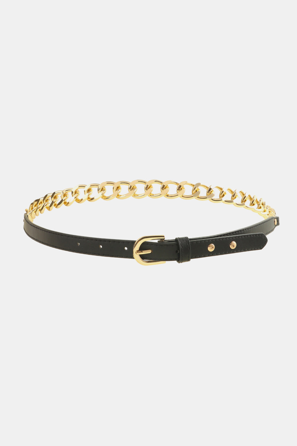 PU Leather Chain Belt Black One Size