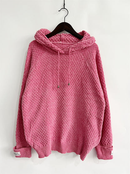 Drawstring Long Sleeve Hooded Sweater