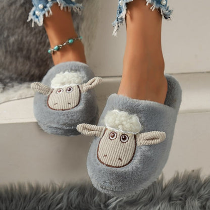 Sheep Round Toe Slippers Gray