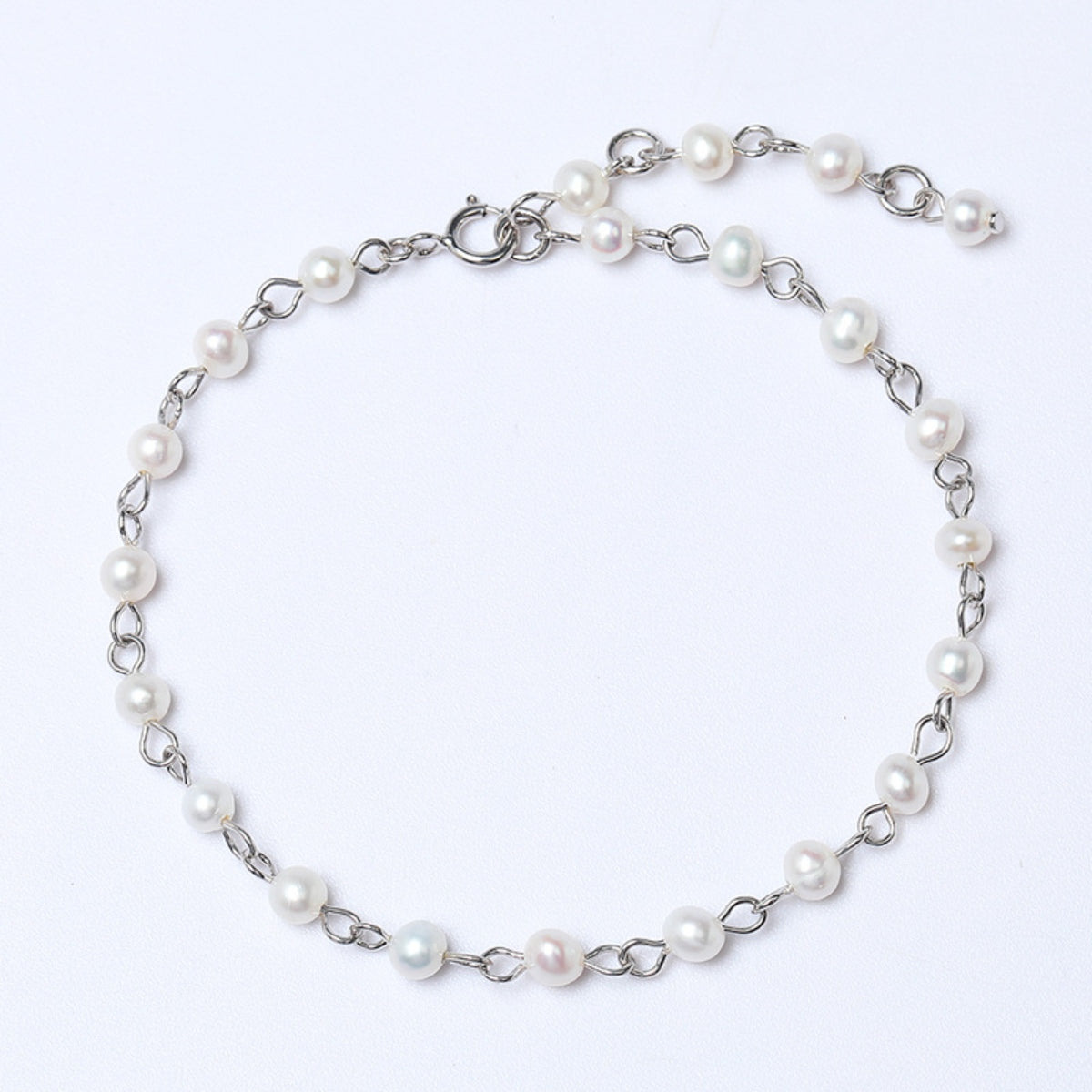 925 Sterling Silver Pearl Bracelet Silver One Size