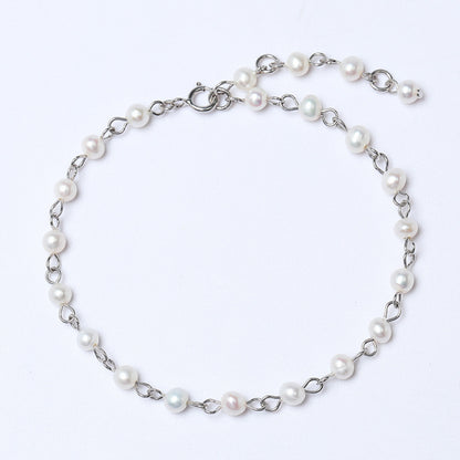 925 Sterling Silver Pearl Bracelet Silver One Size