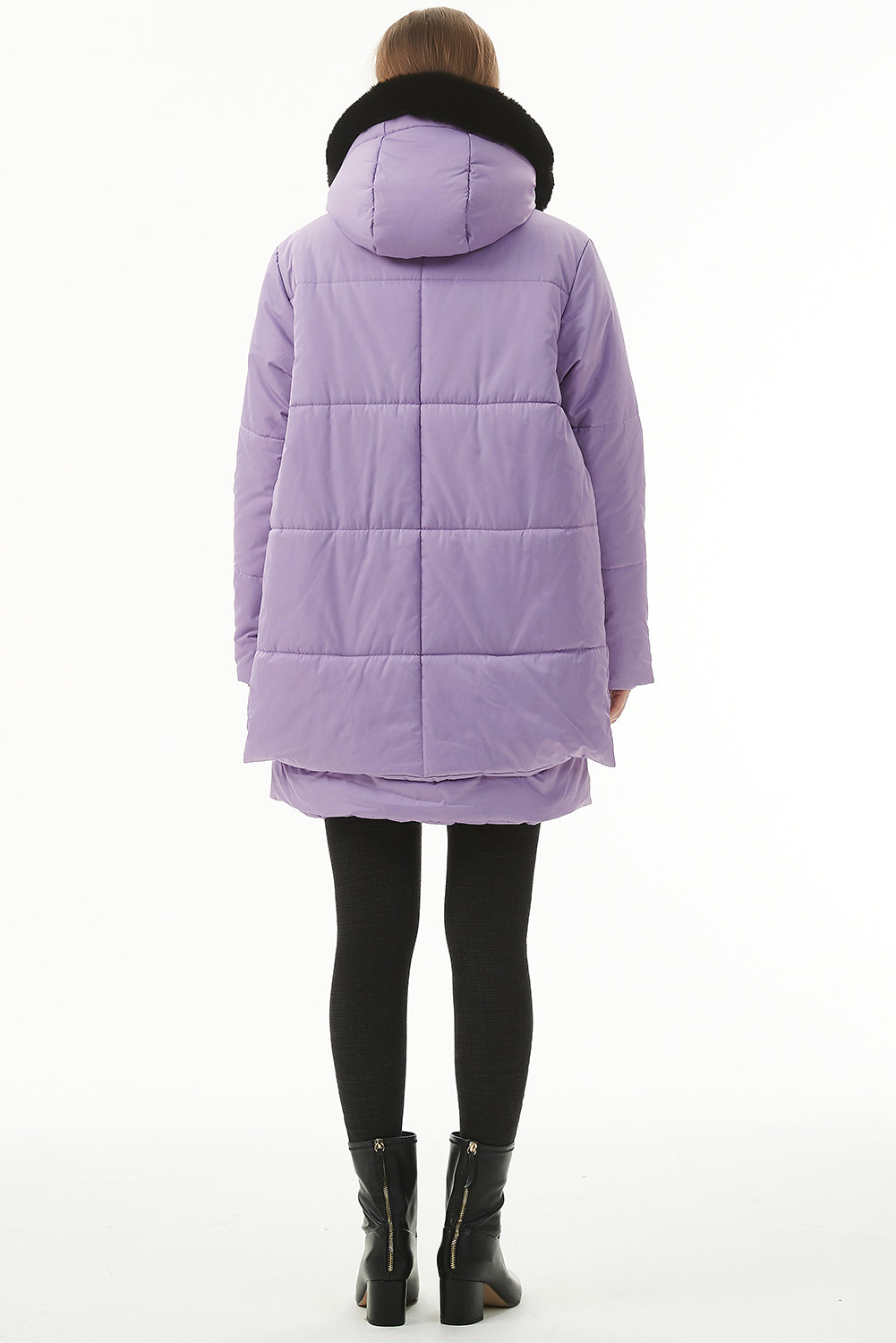 Wisteria Plush Linen Zip Up Hooded Puffer Coat