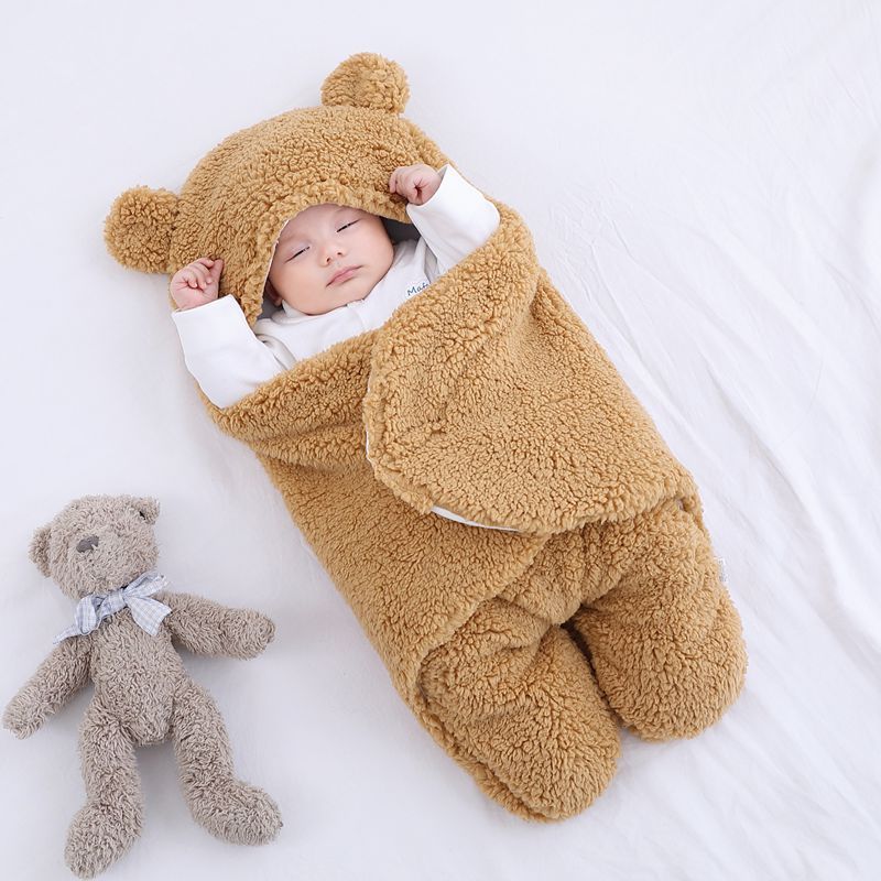 Baby Sleeping Bag Envelope for Newborn Baby Winter Swaddle Blanket Khaki