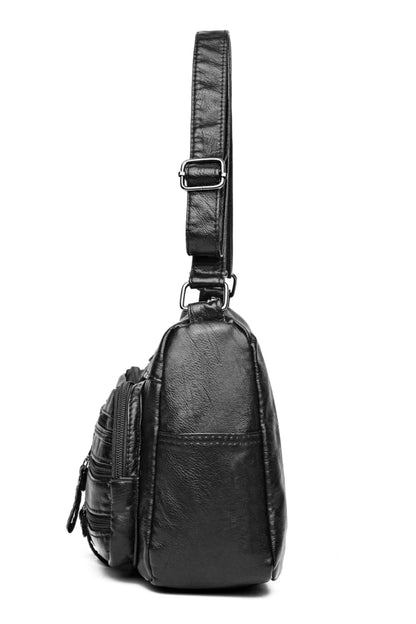 Multi-Pocket PU Leather Crossbody Bag