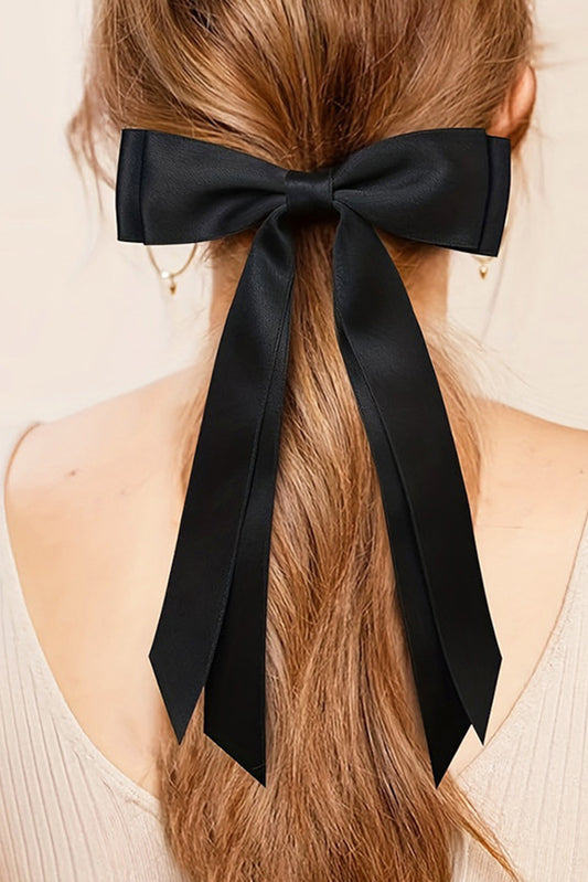 Black Double Bow Knot Alligator Hair Clip Black ONE SIZE Polyester Cotton