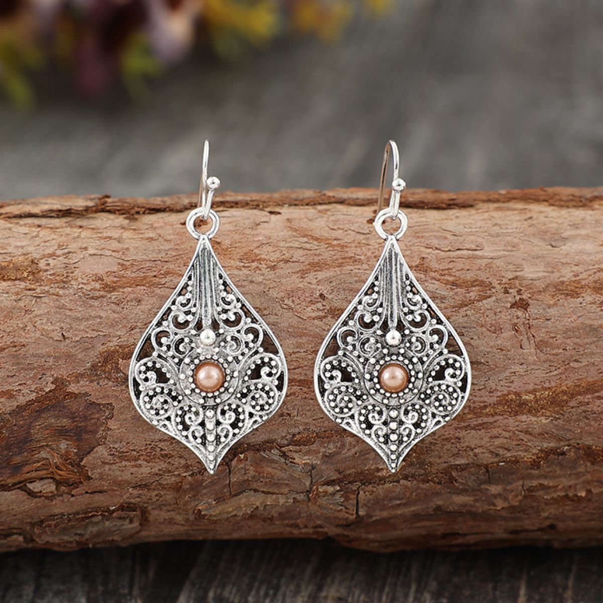 Silver-Plated Cutout Dangle Earrings - Thandynie