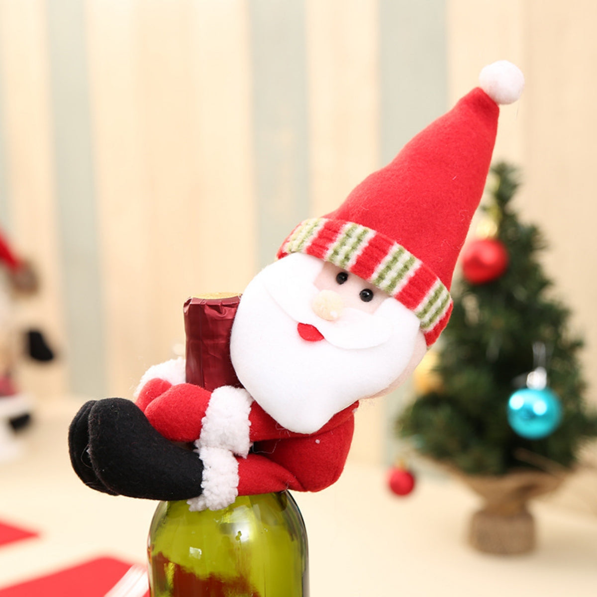 Christmas Gnome Wine Bottle Decoration Deep Red One Size