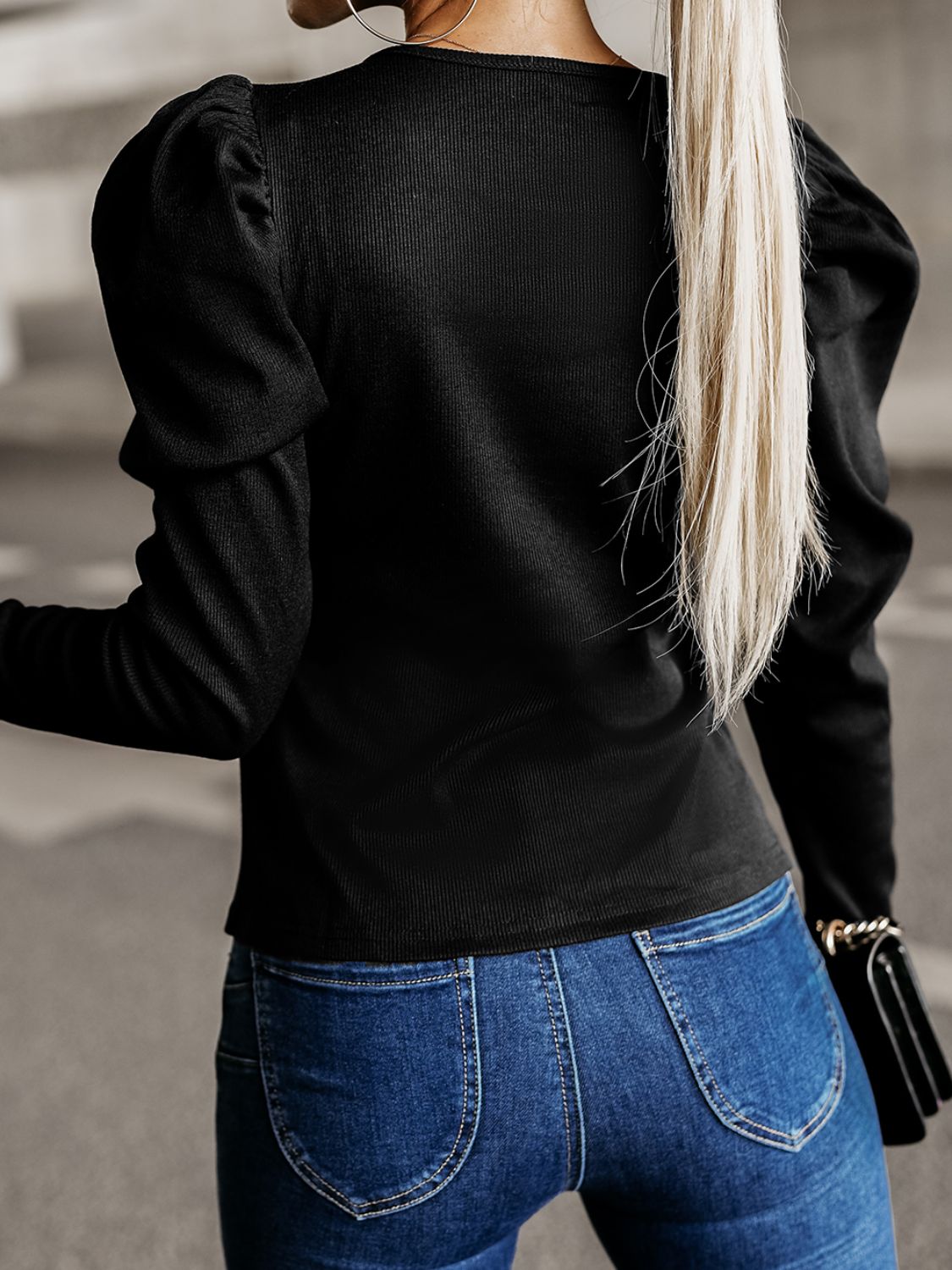 Round Neck Long Sleeve Blouse