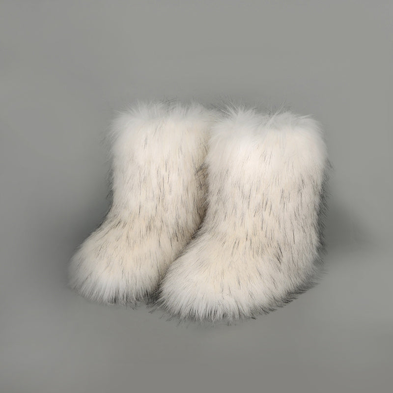 Thermal Fuzzy Platform Boots White