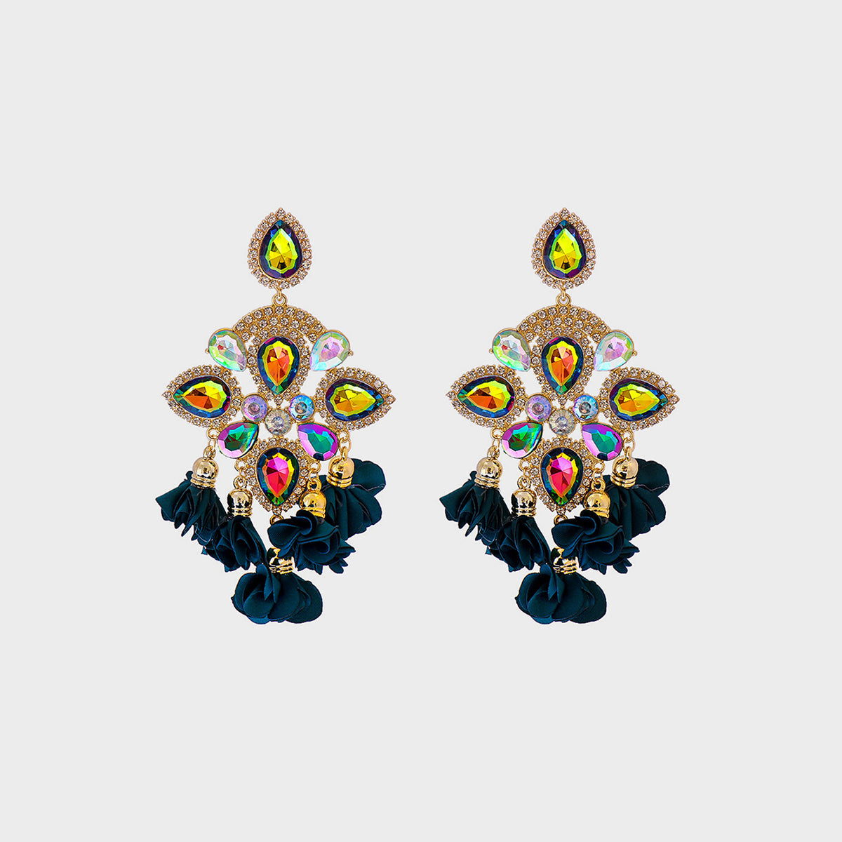 Flower Shape Rhinestone Alloy Dangle Earrings - Thandynie