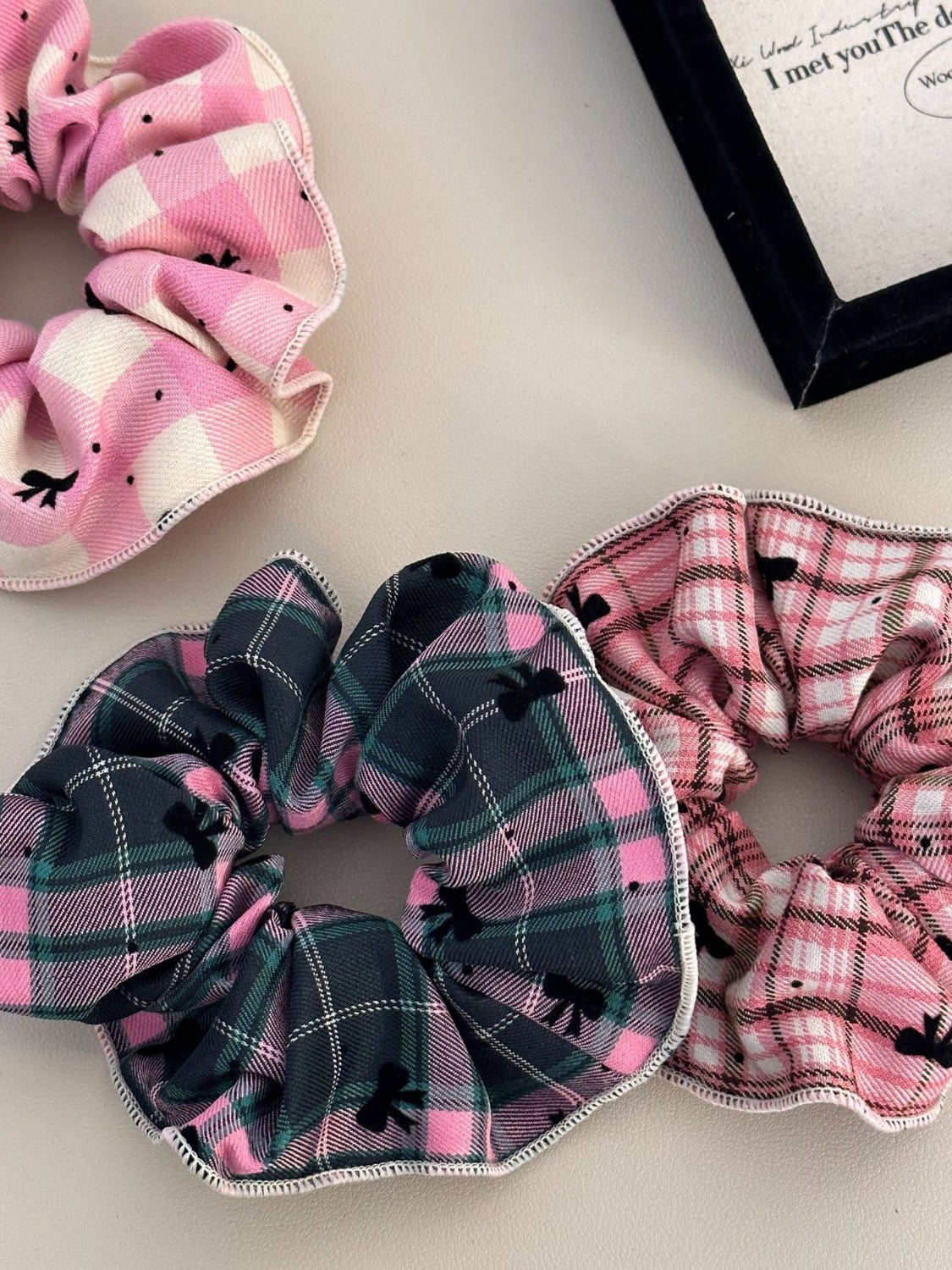 3-Piece Plaid Contrast Elastic Hair Scrunchy Multi One Size