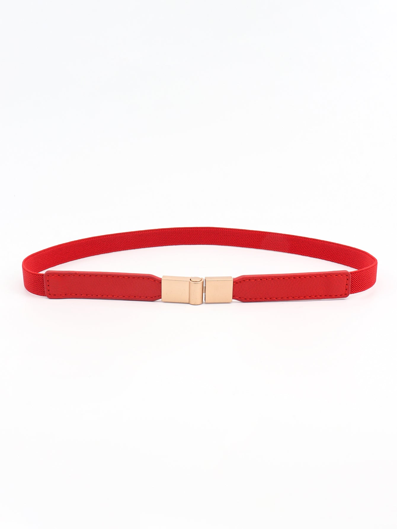 PU Elastic Skinny Belt Red One Size