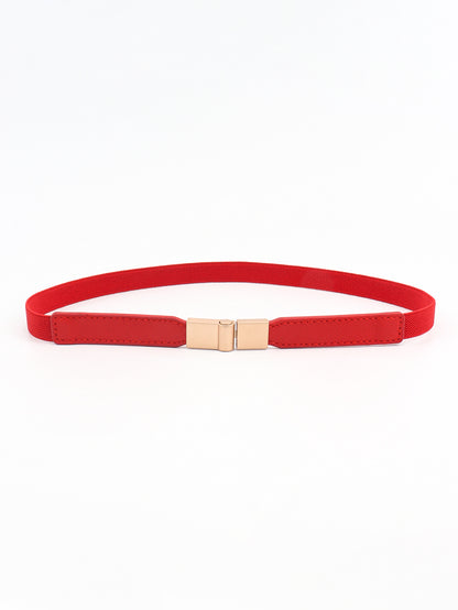 PU Elastic Skinny Belt Red One Size