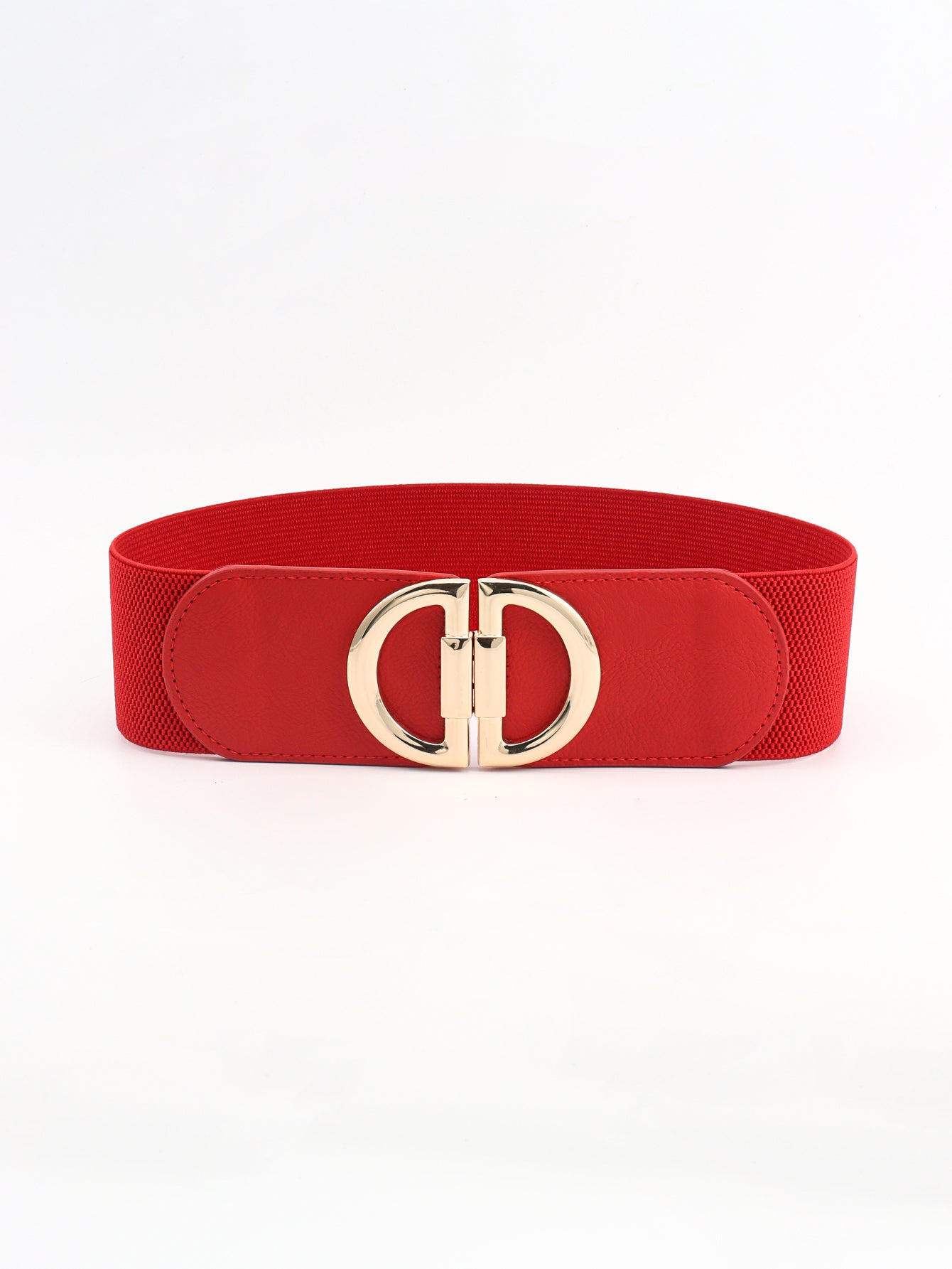 D Buckle Elastic Belt Red One Size