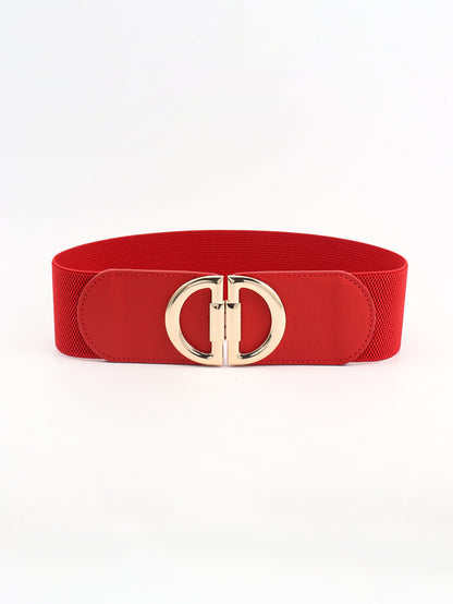 D Buckle Elastic Belt Red One Size