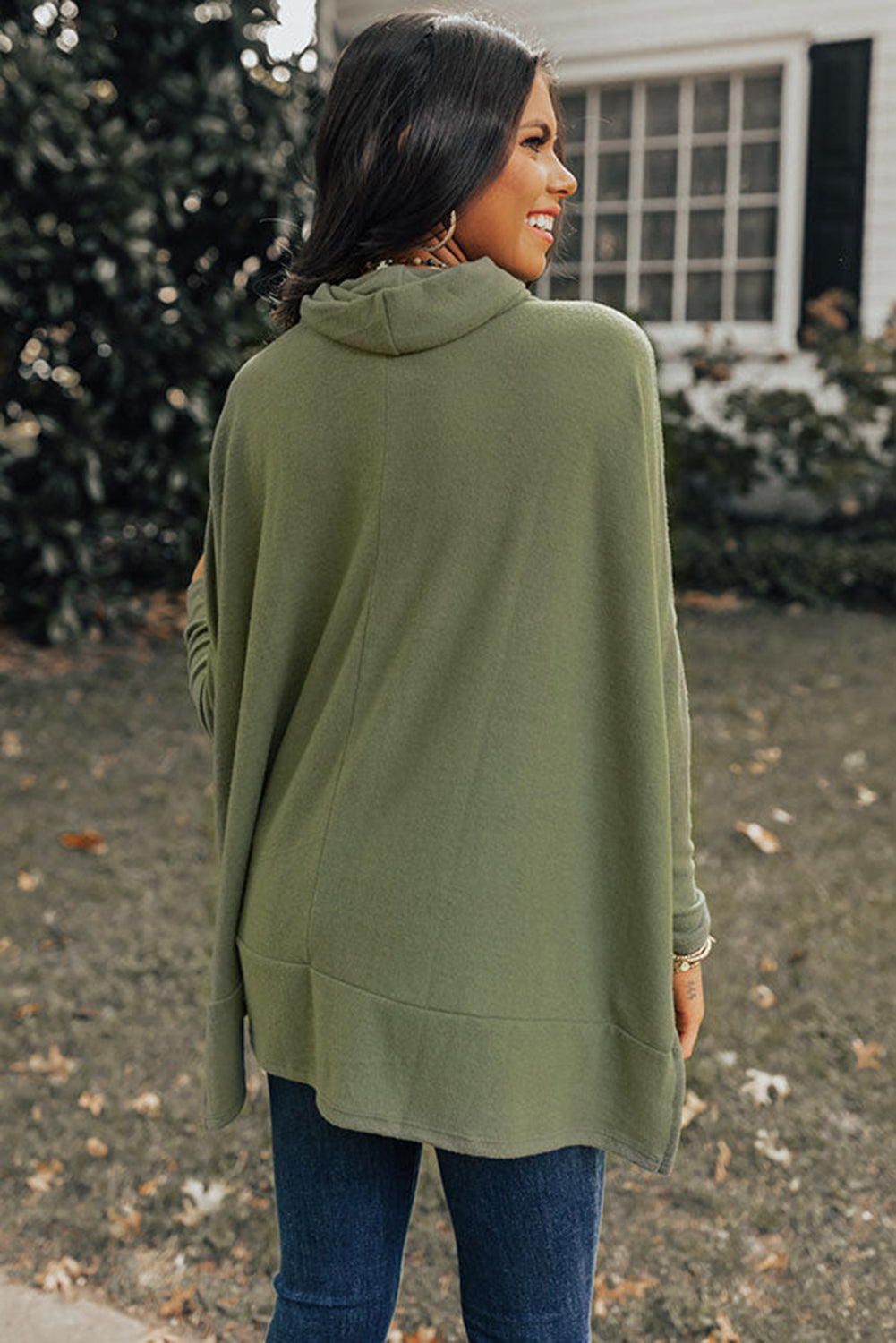 Jungle Green Cowl Neck Shift Tunic Top