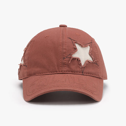 Adjustable Star Raw Hem Cap Rust One Size