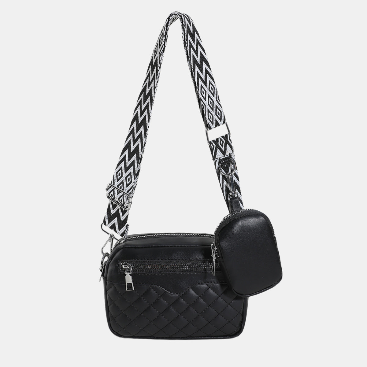 Stitching PU Leather Shoulder Bag - Thandynie