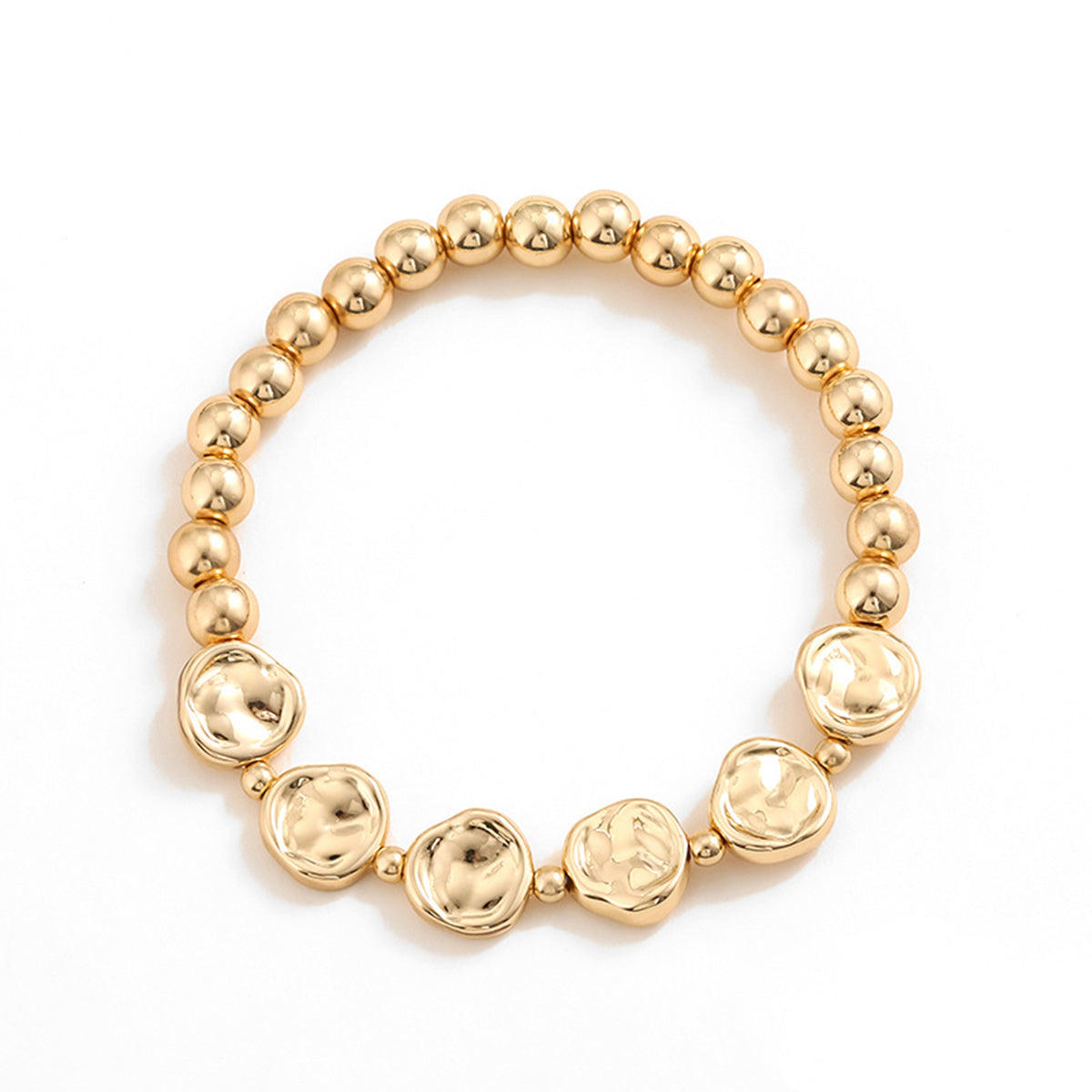 Gold-Plated Alloy Bead Bracelet Style C One Size