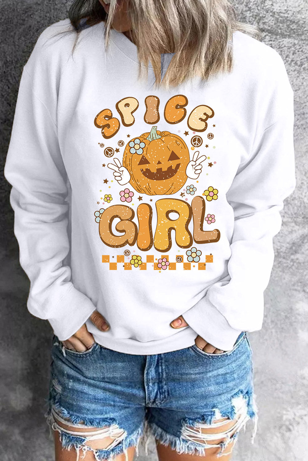 Round Neck Long Sleeve SPICE GIRL Graphic Sweatshirt Halloween