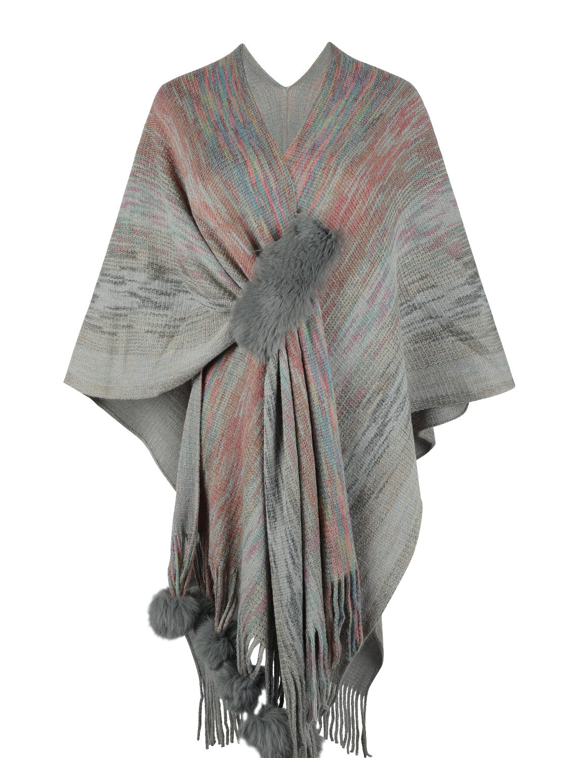 Heathered Fringe Hem Poncho - Thandynie