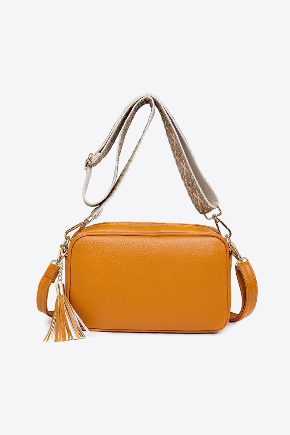 PU Leather Tassel Crossbody Bag Orange One Size