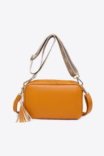 PU Leather Tassel Crossbody Bag Orange One Size