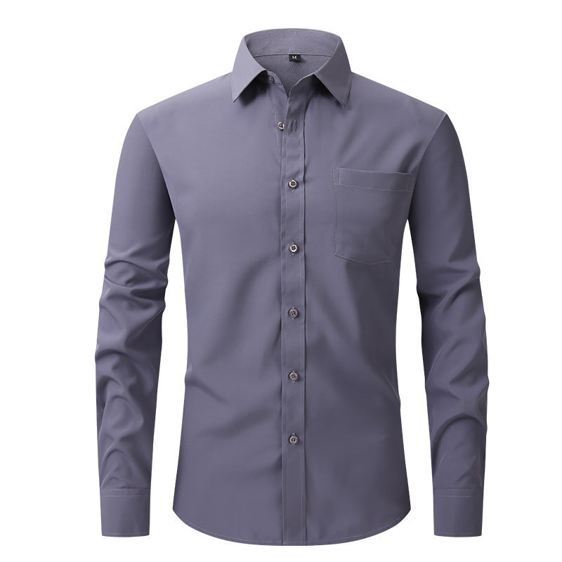 Men's Business Casual Long Sleeve Shirt W76 dark grey