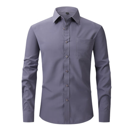 Men's Business Casual Long Sleeve Shirt W76 dark grey