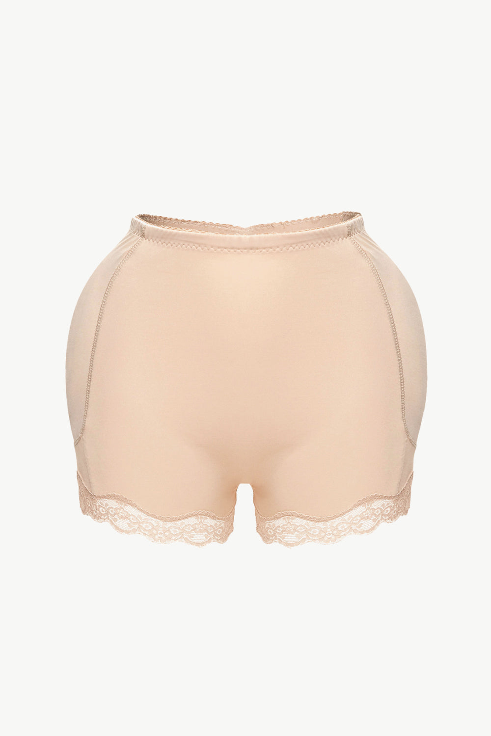 Full Size Lace Trim Shaping Shorts Apricot