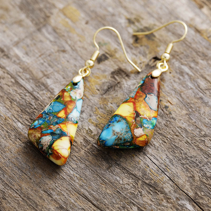 Emperor-Stone Geometric Earrings - Thandynie