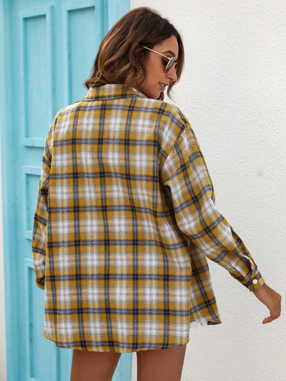 Plaid Collared Neck Button Down Shirt