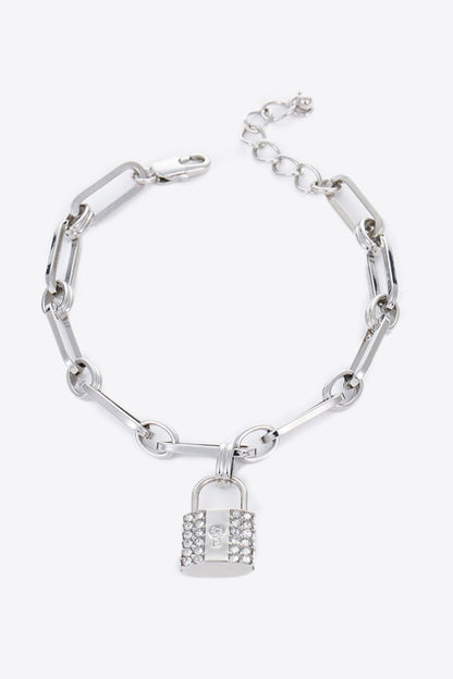 Lock Charm Chain Bracelet Silver One Size