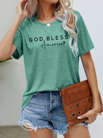 GOD BLESS AMERICA Graphic Short Sleeve Tee Gum Leaf