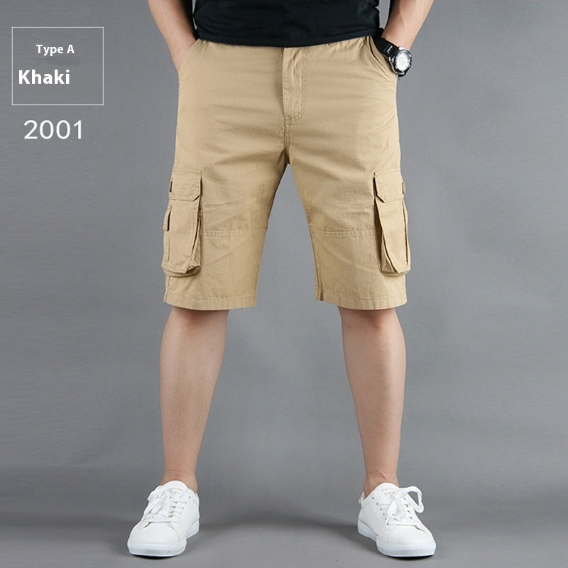 Summer Multi-pocket Workwear Shorts For Men 2001 Khaki