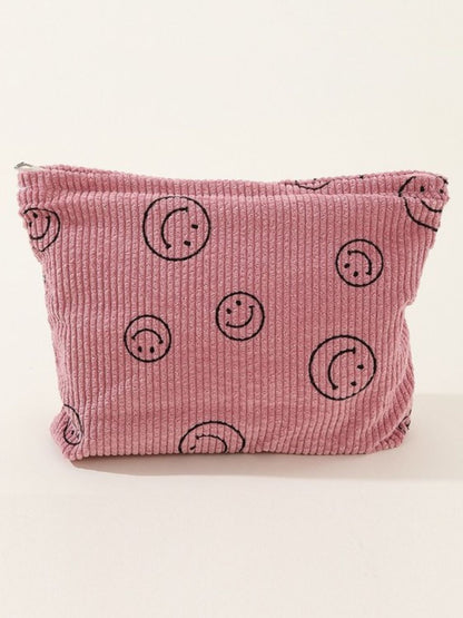 Zenana Corduroy Smile Clutch Bag Dusty Pink One Size