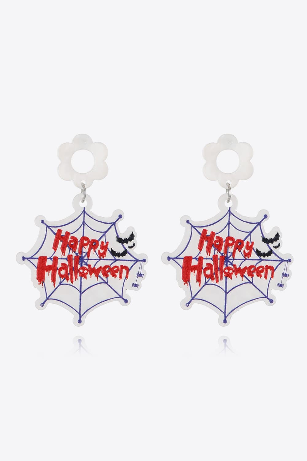 Halloween Theme Earrings Spider Web One Size