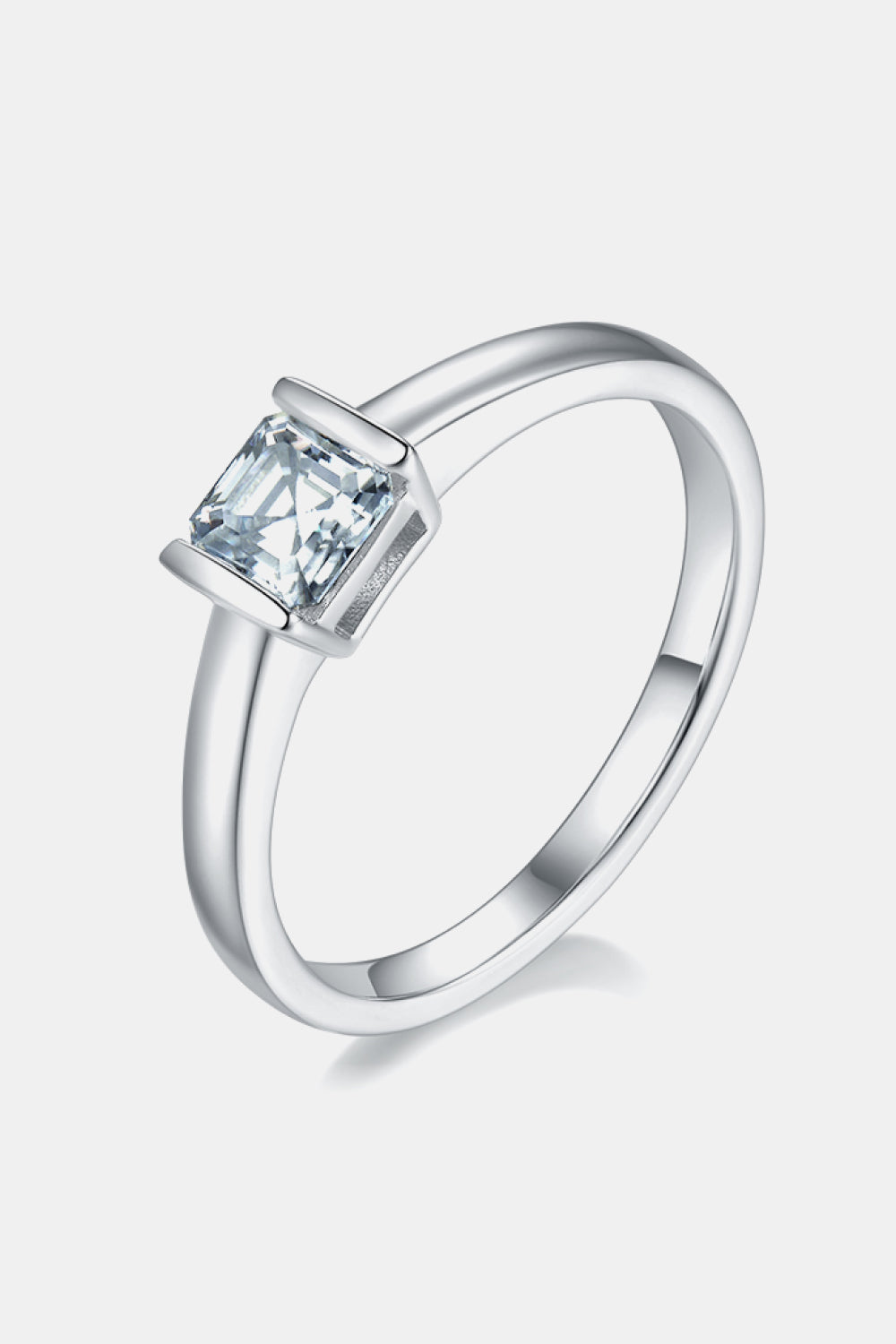 Moissanite 925 Sterling Silver Solitaire Ring Square