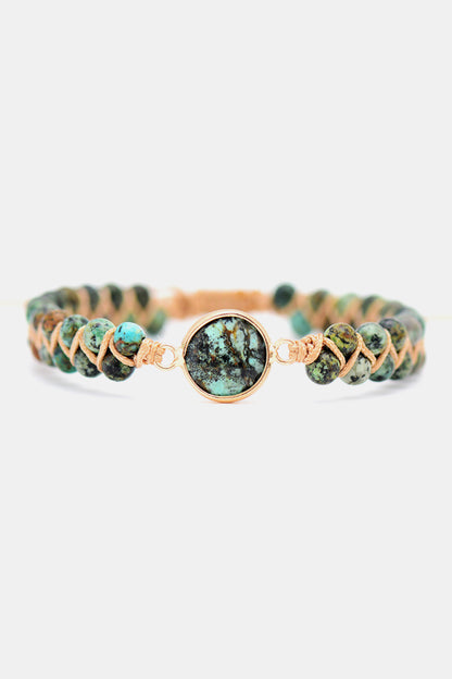 Handmade Beaded Copper Bracelet Teal One Size