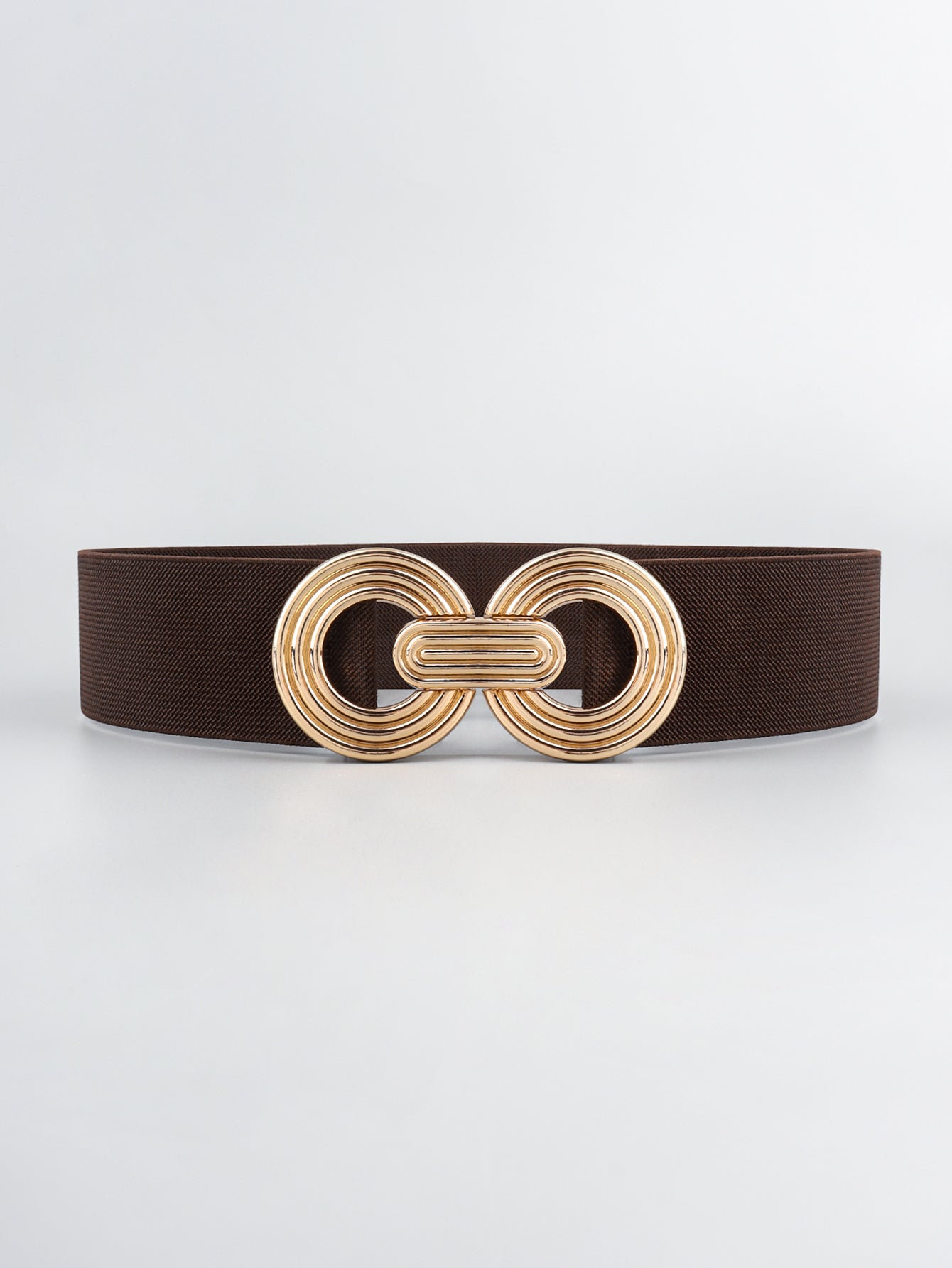 Geometric Buckle Elastic Wide Belt Chocolate One Size