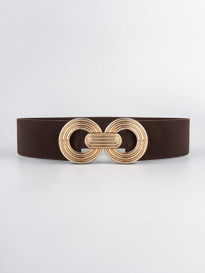 Geometric Buckle Elastic Wide Belt Chocolate One Size