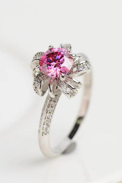 1 Carat Moissanite Flower-Shaped Ring Pink