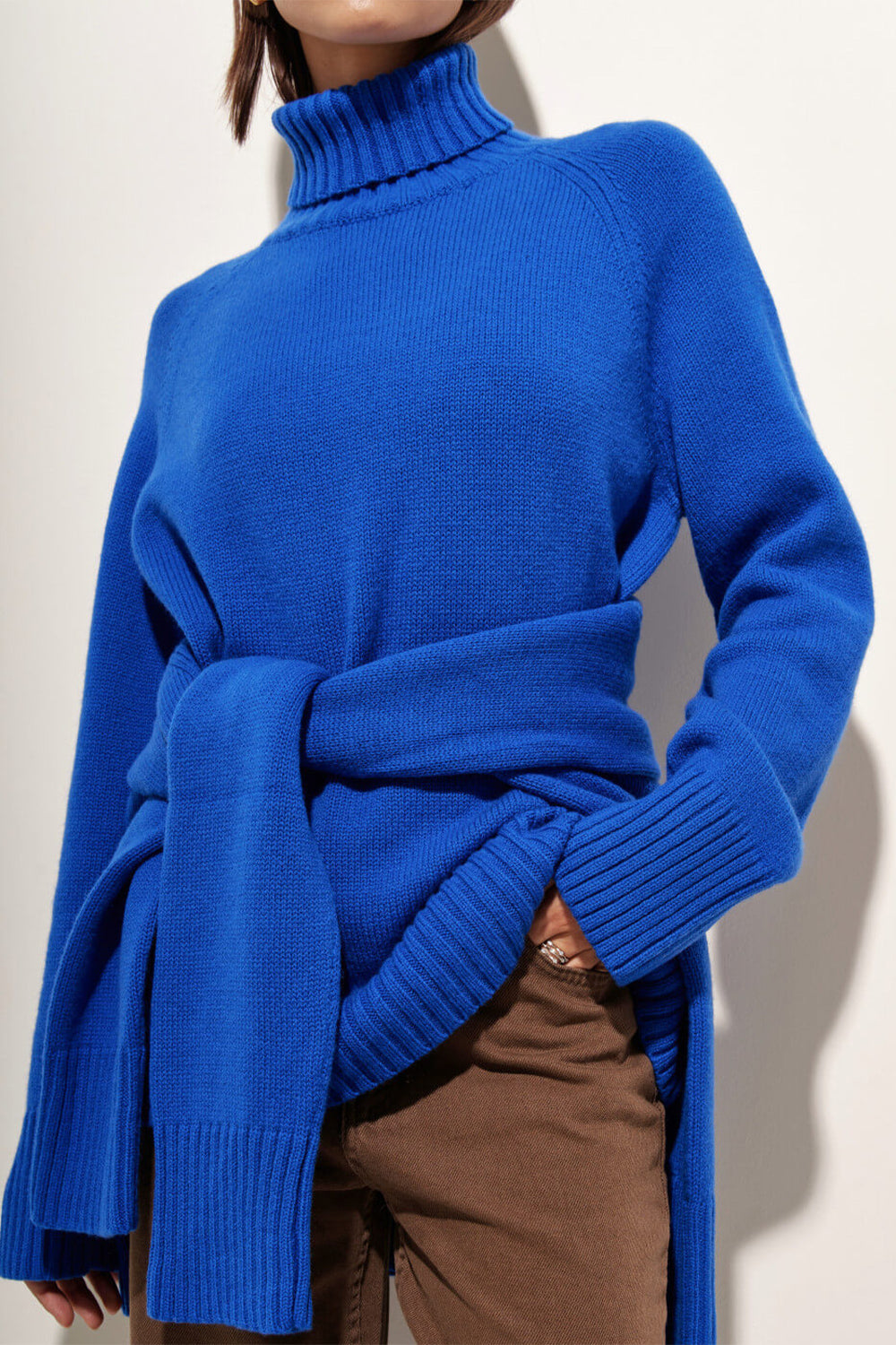 Turtle Neck Raglan Sleeve Sweater Royal Blue